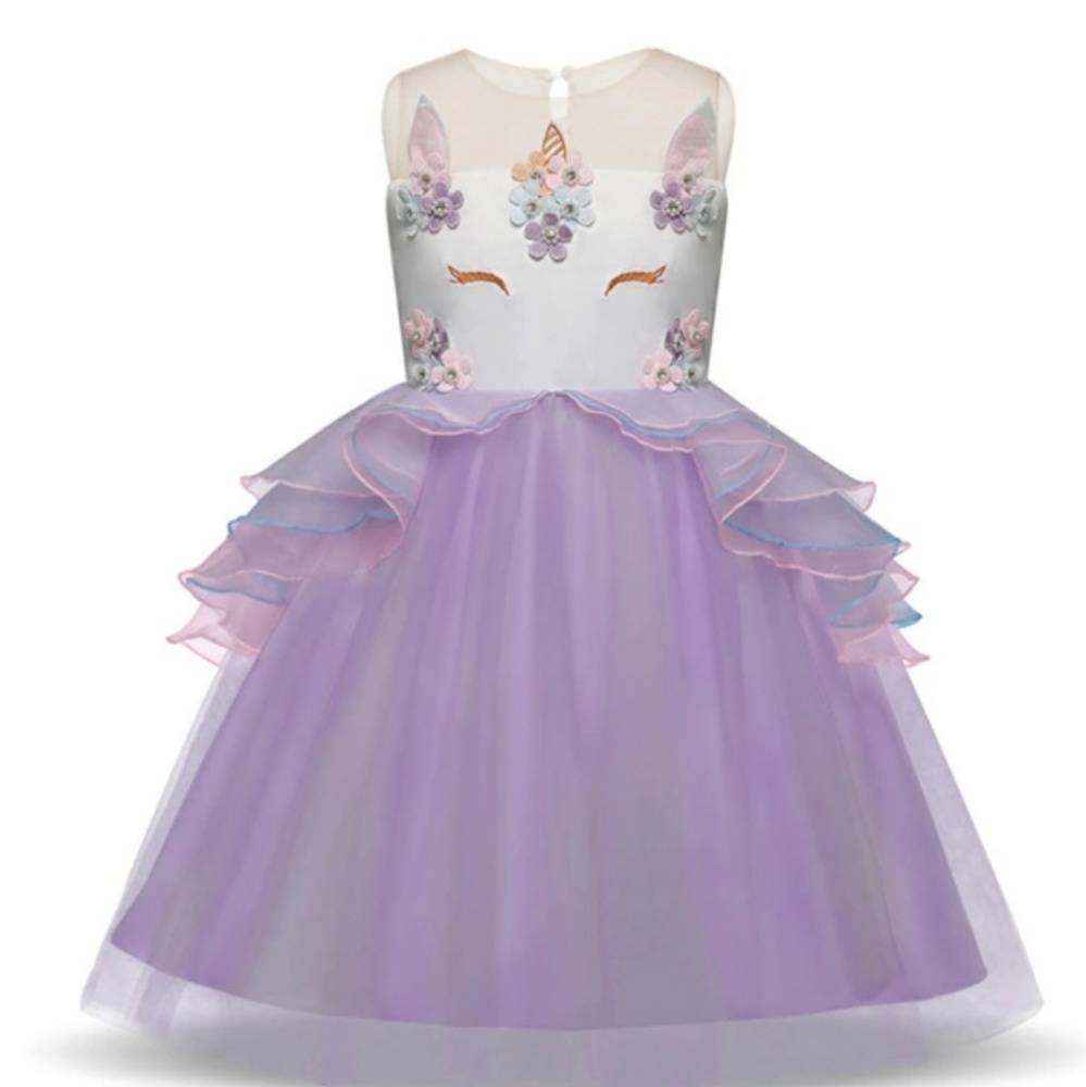 Unicorn girls dress with headband